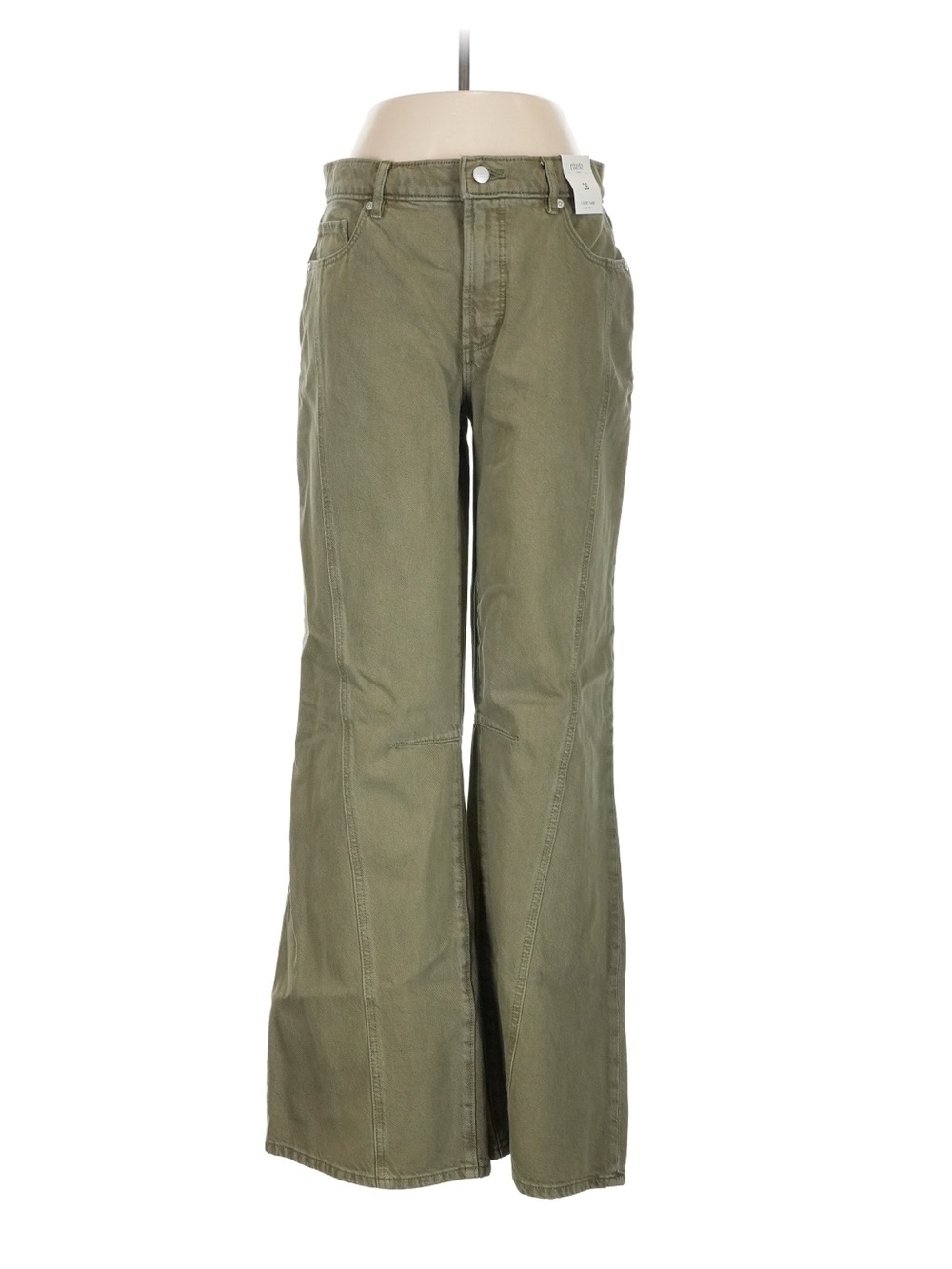 Loft Rivete Loose Flare Jeans 26 Olive Green High Rise Going Out Weekend NWT